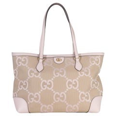 Gucci Pink Monogram Jumbo GG Textured Calfskin Large Ophidia Shopping Tote