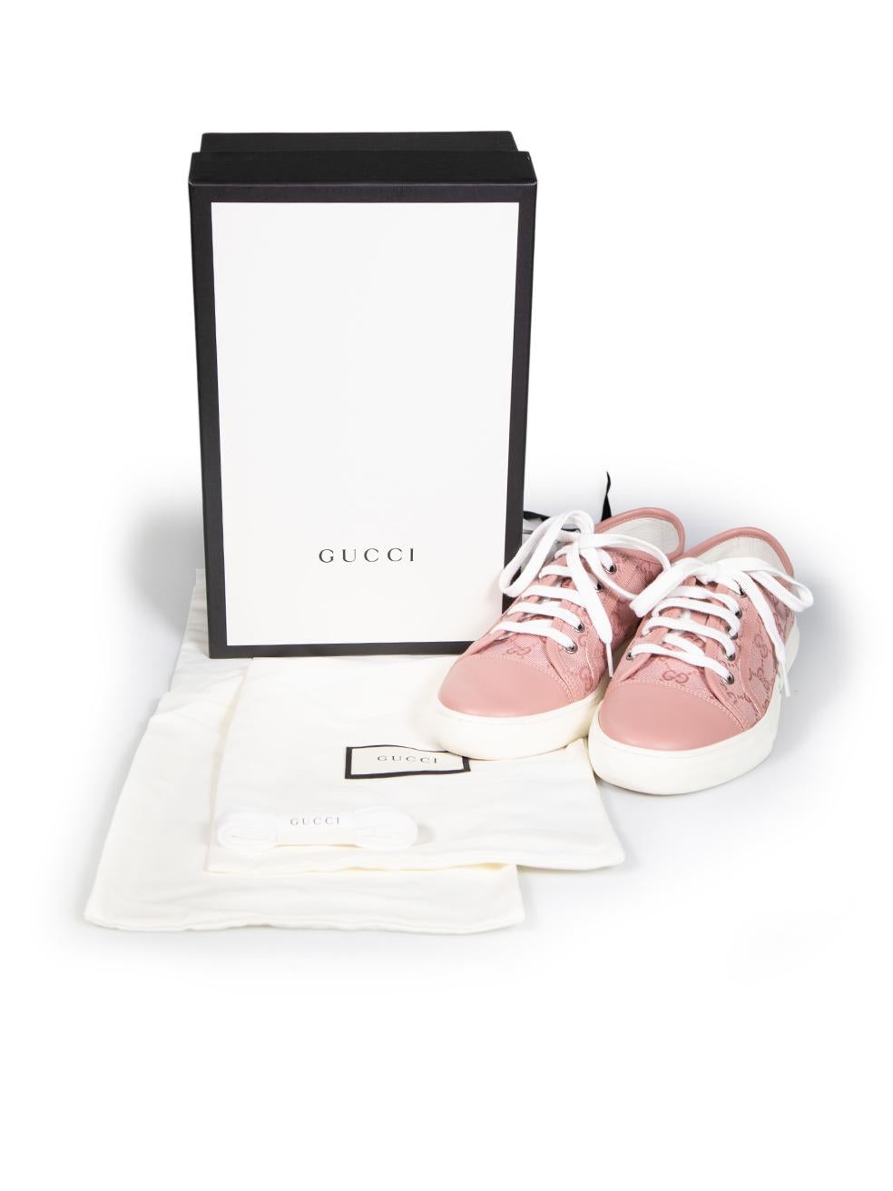 Gucci Pink Monogram Low-Top Trainers Size IT 38.5 3