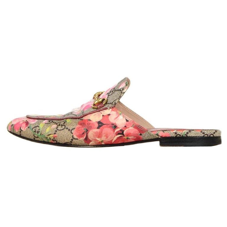 Gucci Pink/Monogram Princetown GG Blooms Mule Slippers sz 39 For Sale ...