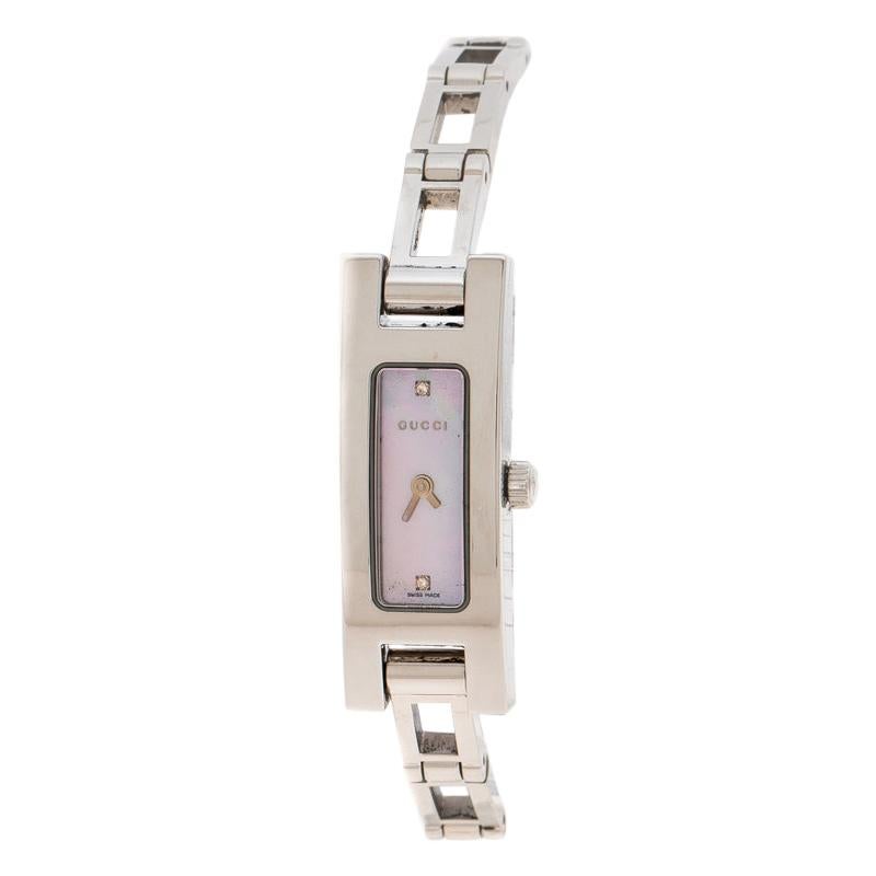 Gucci Pink Mother of Pearl And Diamond 3900L Women's Wristwatch 12 mm For  Sale at 1stDibs