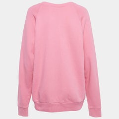Gucci Pink Mystic Cat Logo Print Cotton Sweatshirt M
