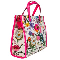 GUCCI pink NEON FLORA MEDIUM Tote Bag