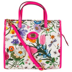 GUCCI pink NEON FLORA MEDIUM Tote Bag