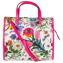 GUCCI pink NEON FLORA MEDIUM Tote Bag