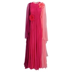 Gucci Pink Ombre Pleated Silk Chiffon Gown
