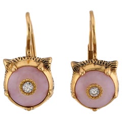 GUCCI Pink Opal Diamond Gelbgold Le Marché Des Merveilles Katzen-Ohrringe