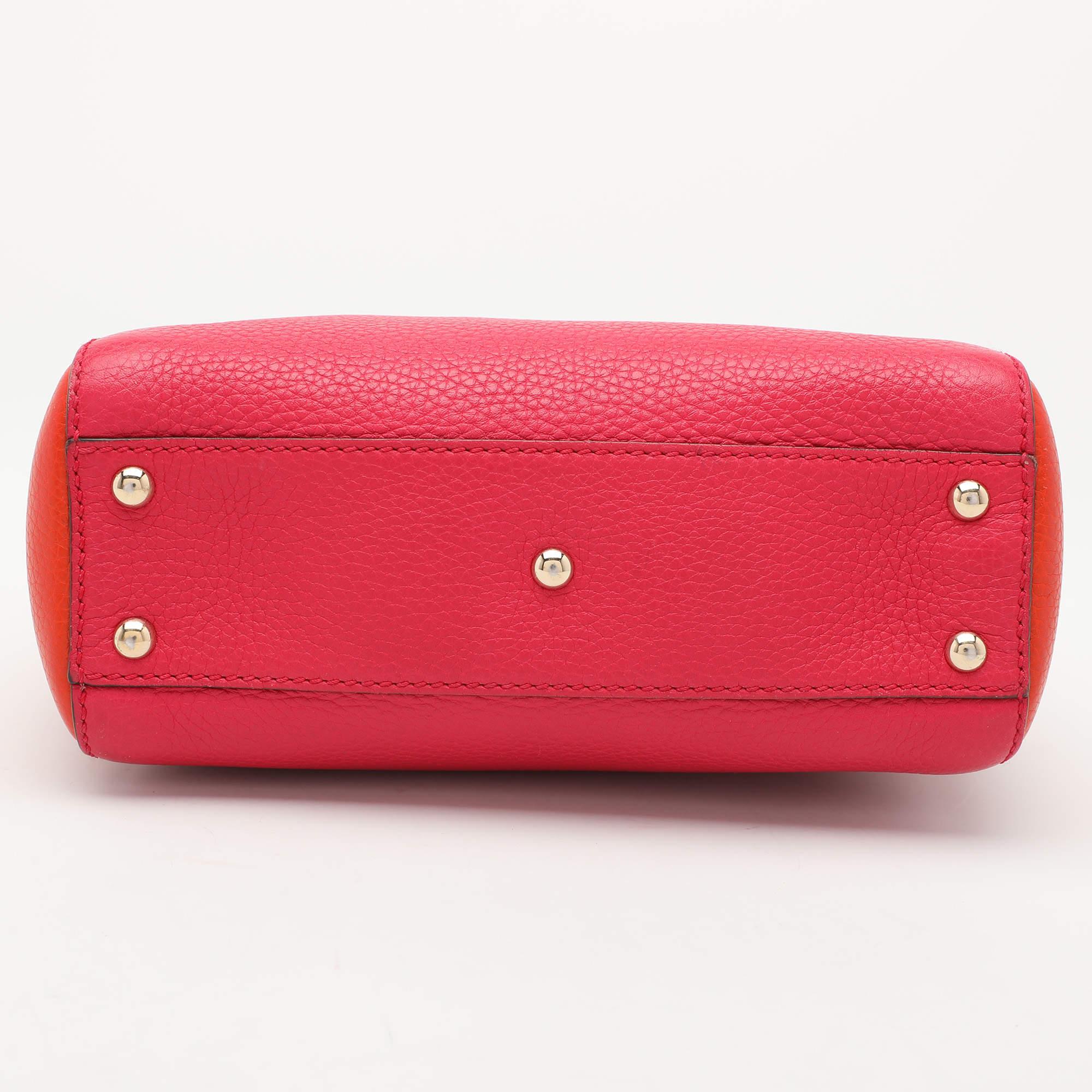 Gucci Pink/Orange Leather Mini Bamboo Tote 1