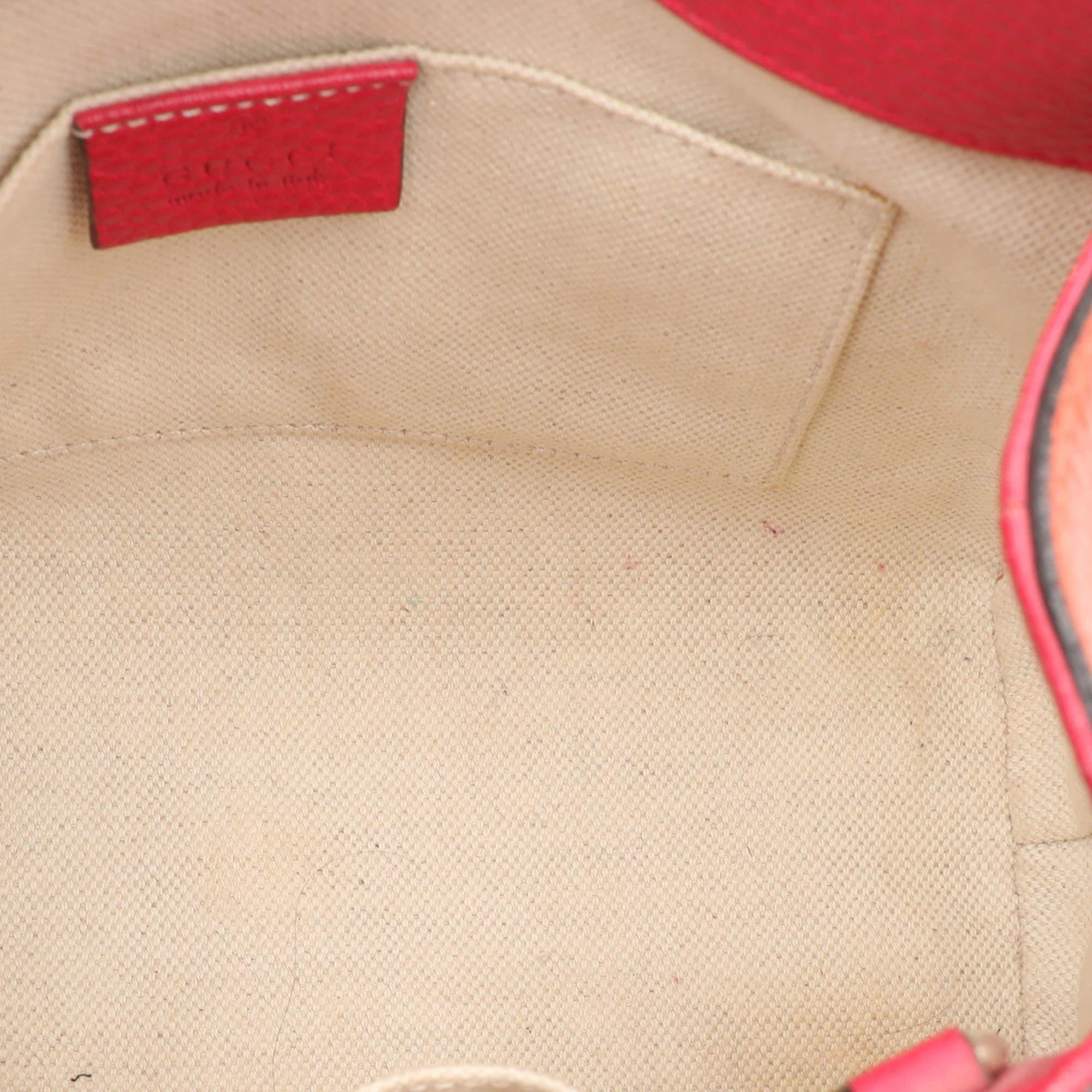 Gucci Pink/Orange Leather Mini Bamboo Tote 3