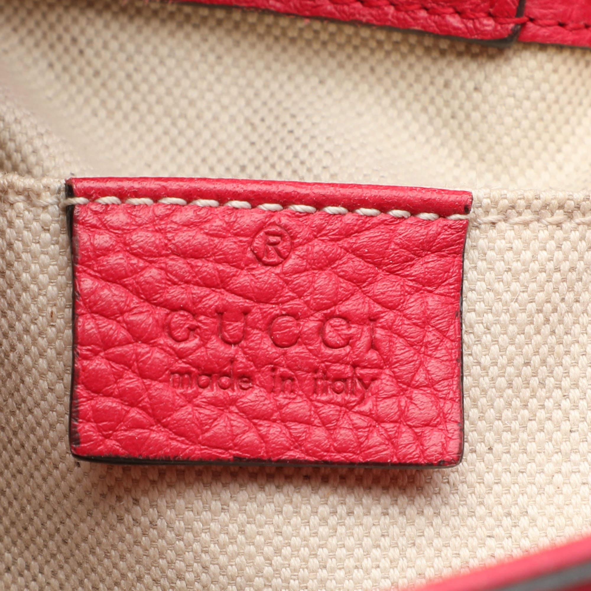 Gucci Pink/Orange Leather Mini Bamboo Tote 4