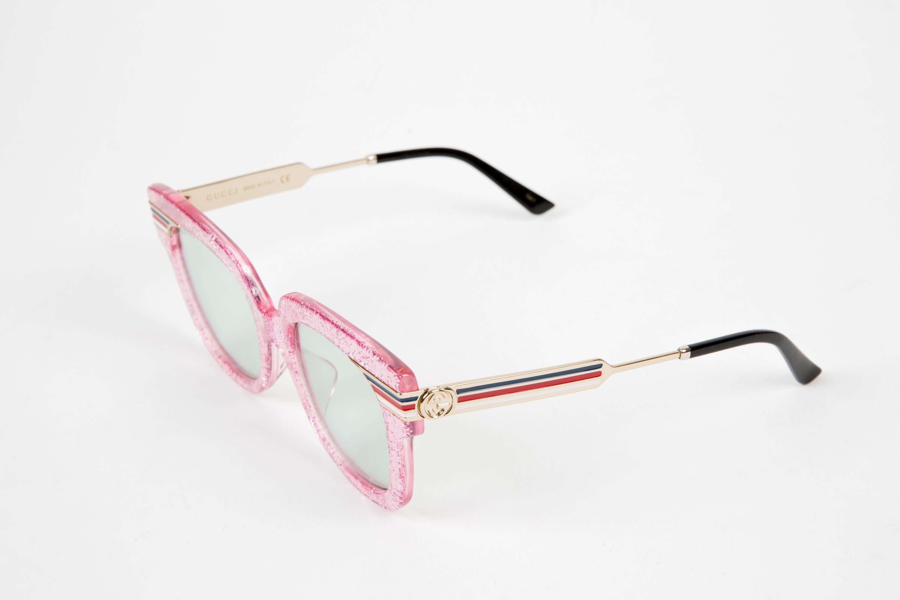 Gray Gucci Pink Oversize Frame Sunglasses For Sale