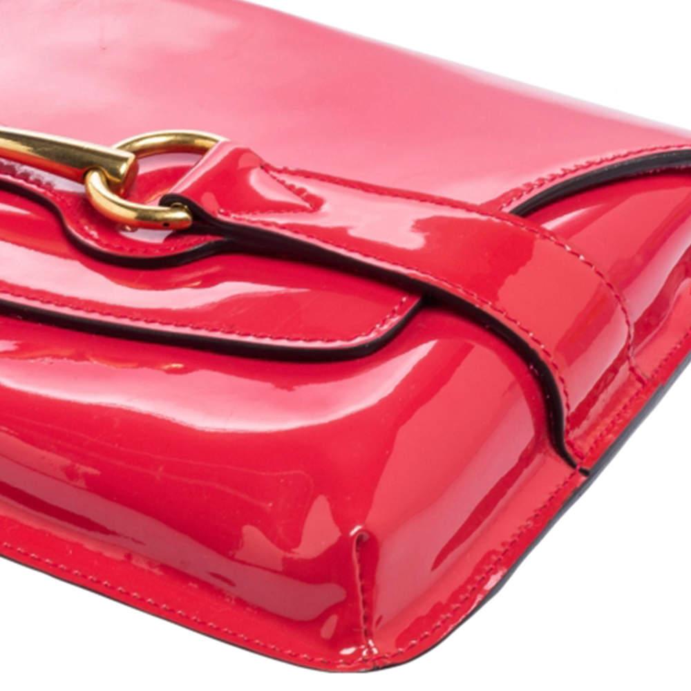 Gucci Pink Patent Leather Bright Bit Clutch For Sale 3