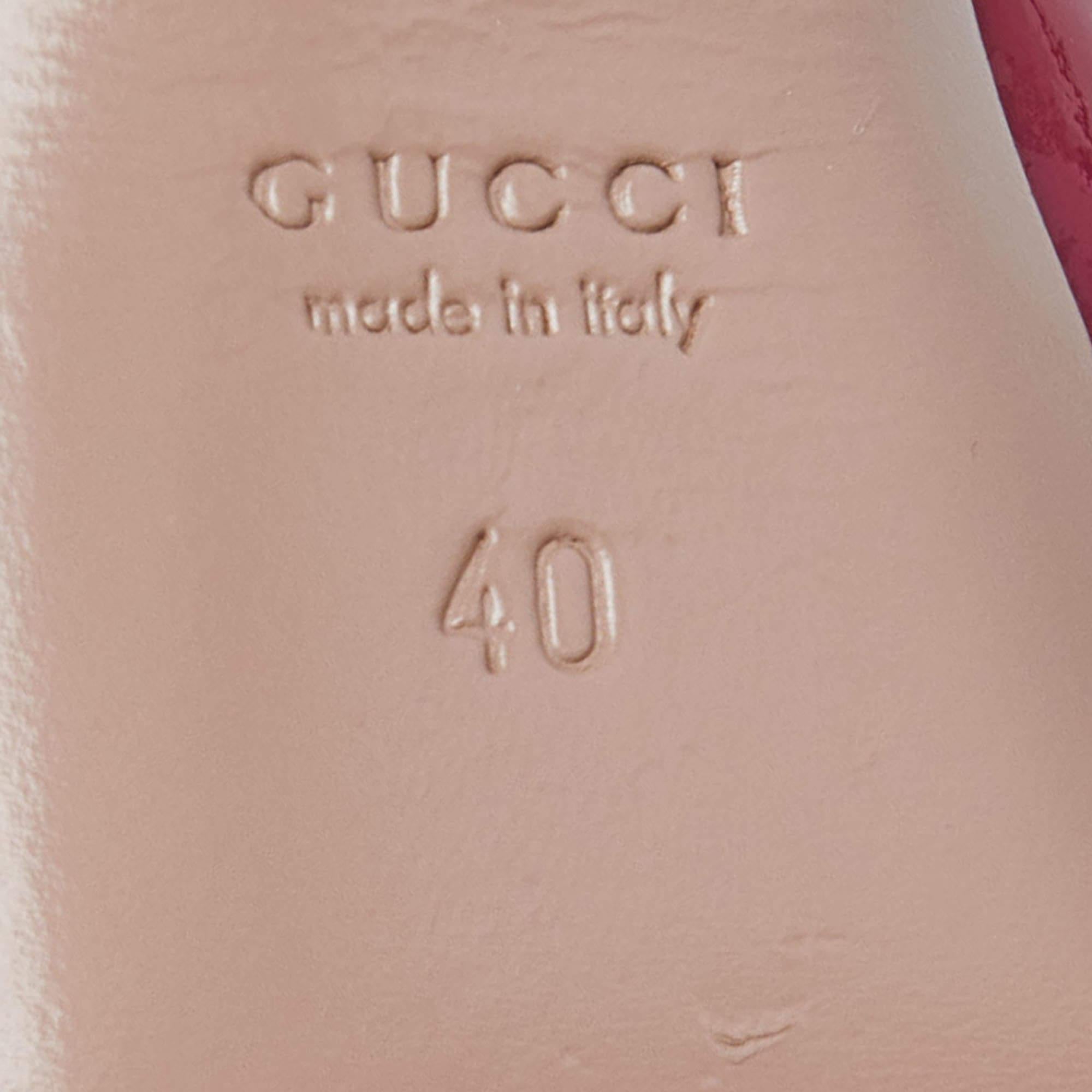 Gucci Pink Patent Leather Buckle Strappy Peep Toe Platform Pumps Size 40 For Sale 3