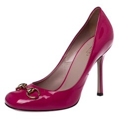 Gucci Pink Patent Leather Jolene Horsebit Pumps Size 39