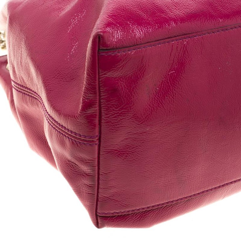 Gucci Pink Patent Leather Medium Soho Tote For Sale at 1stDibs