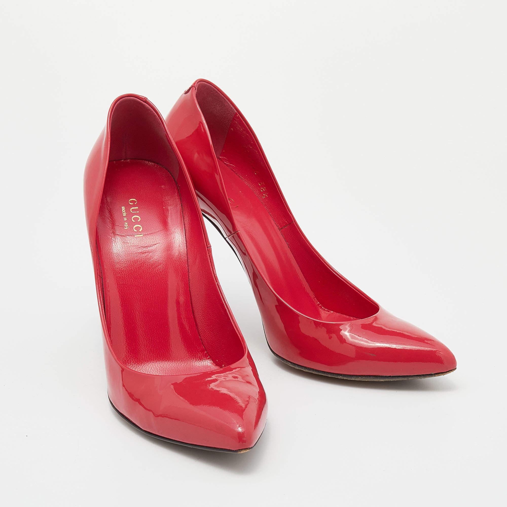 Women's Gucci Pink Patent Leather Pointed Toe Pumps Size 38.5