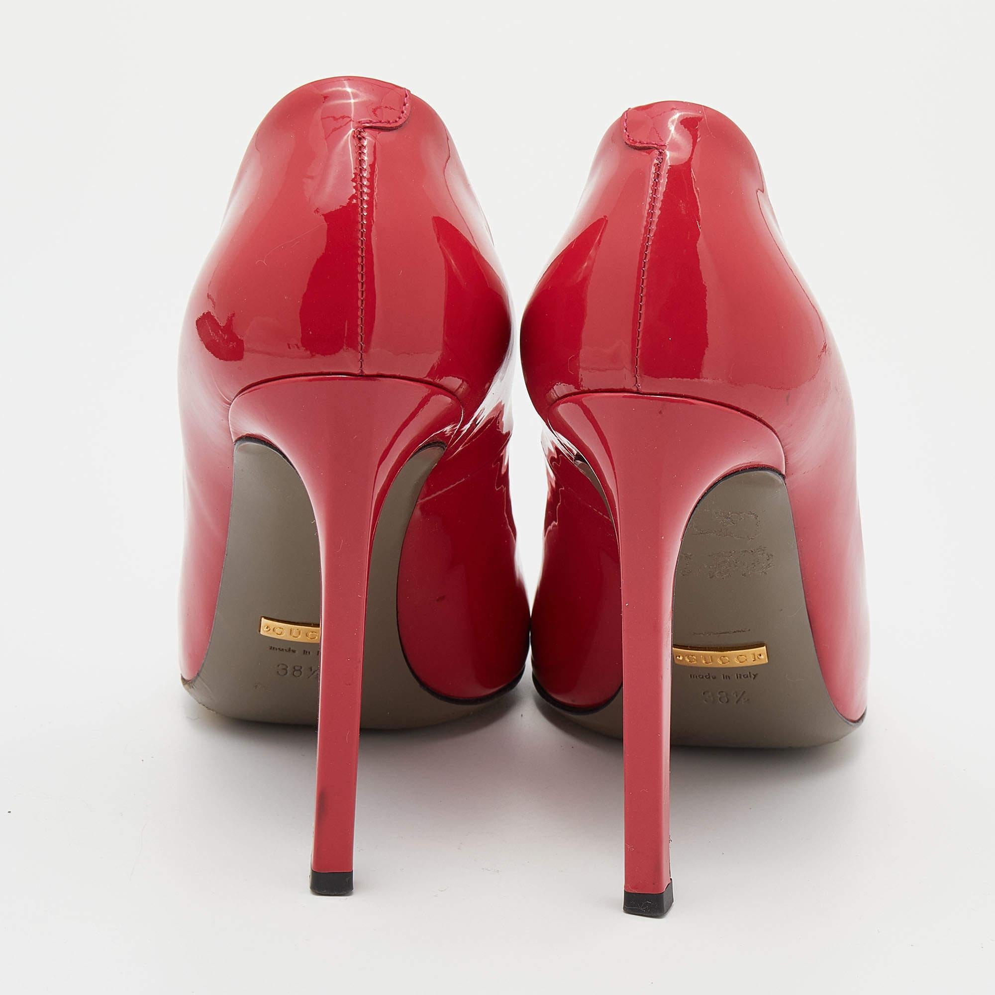 Gucci Pink Patent Leather Pointed Toe Pumps Size 38.5 2