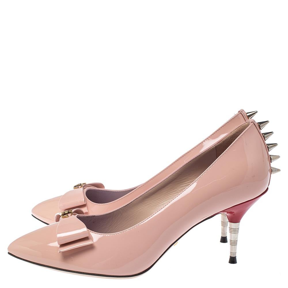 Gucci Pink Patent Leather Spiked Pumps Size 37.5 1