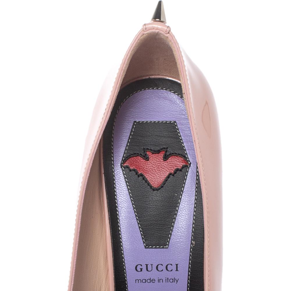 Gucci Pink Patent Leather Spiked Pumps Size 37.5 2