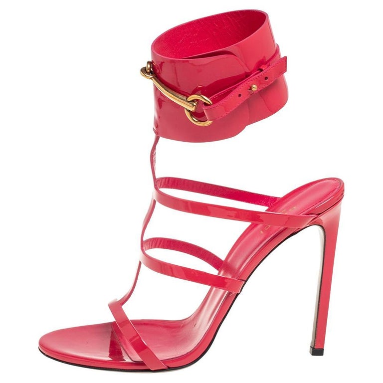 Gucci Pink Patent Leather Ursula Horsebit Ankle-Strap Sandals Size 41 at  1stDibs | gucci ursula, ursula heels, pink gucci heels