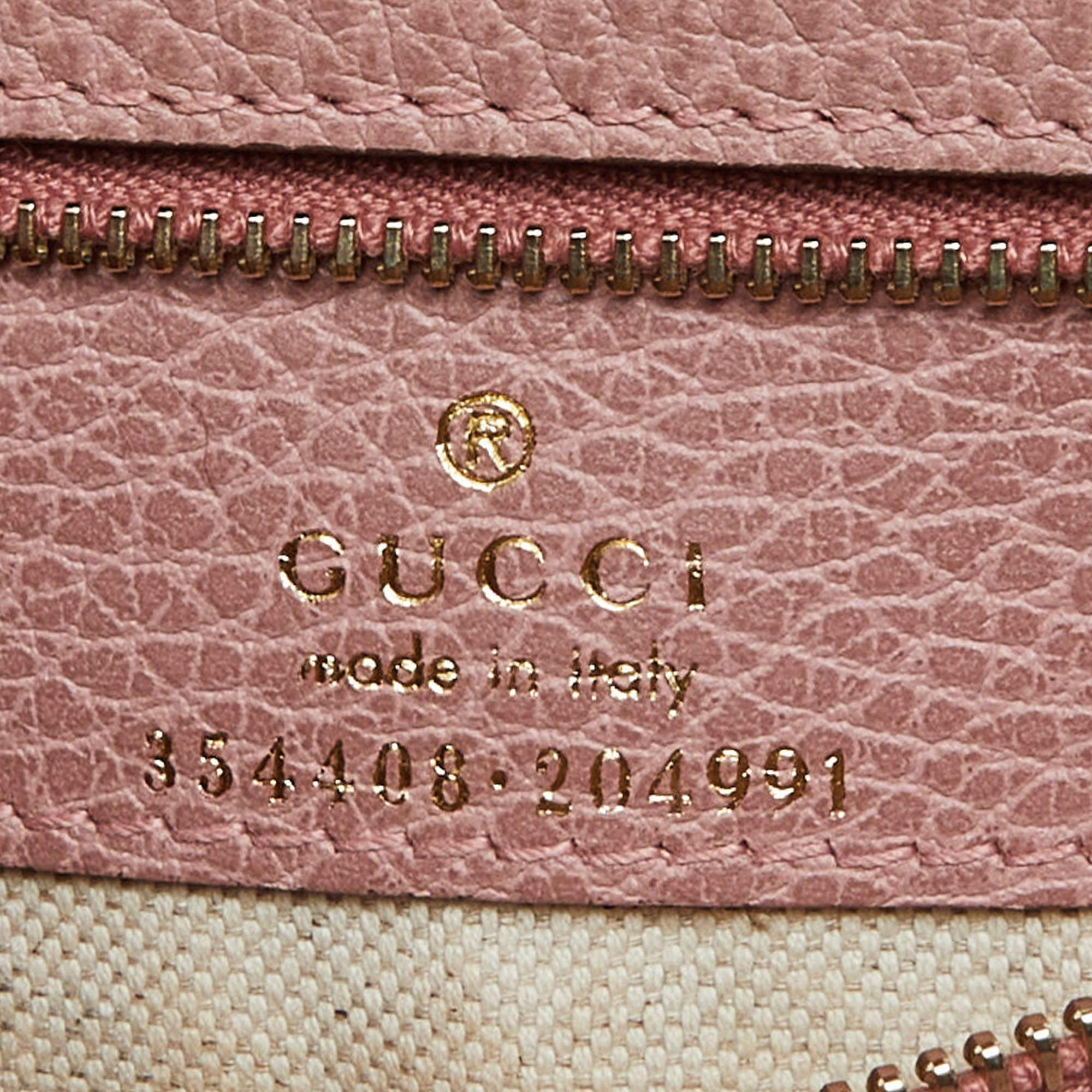 Gucci Pink Pebbled Leather Small Swing Tote For Sale 1