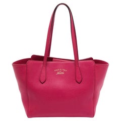 Gucci Pink Pebbled Leather Small Swing Tote