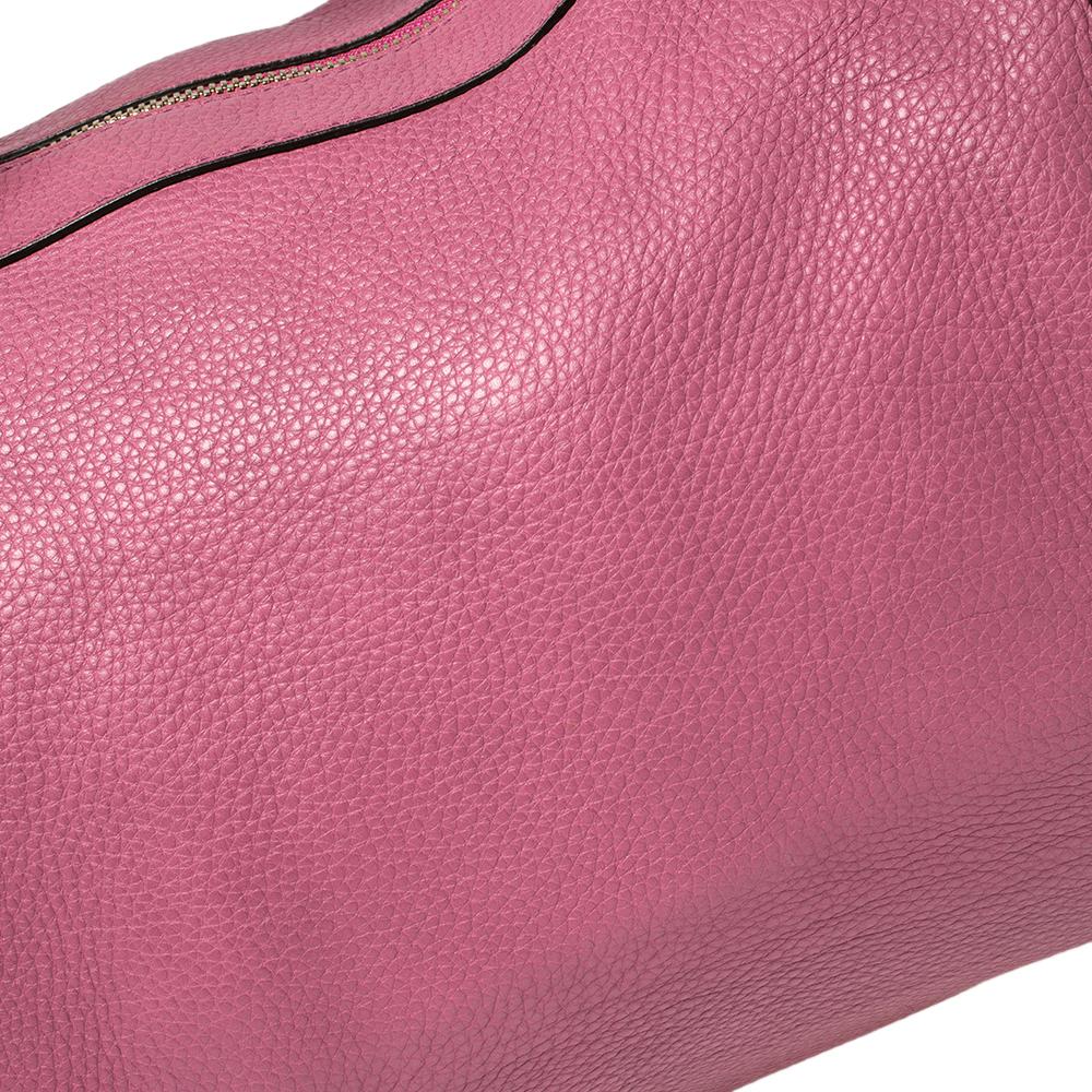 Gucci Pink Pebbled Leather Soho Boston Bag 6