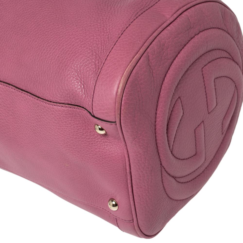Gucci Pink Pebbled Leather Soho Boston Bag 7