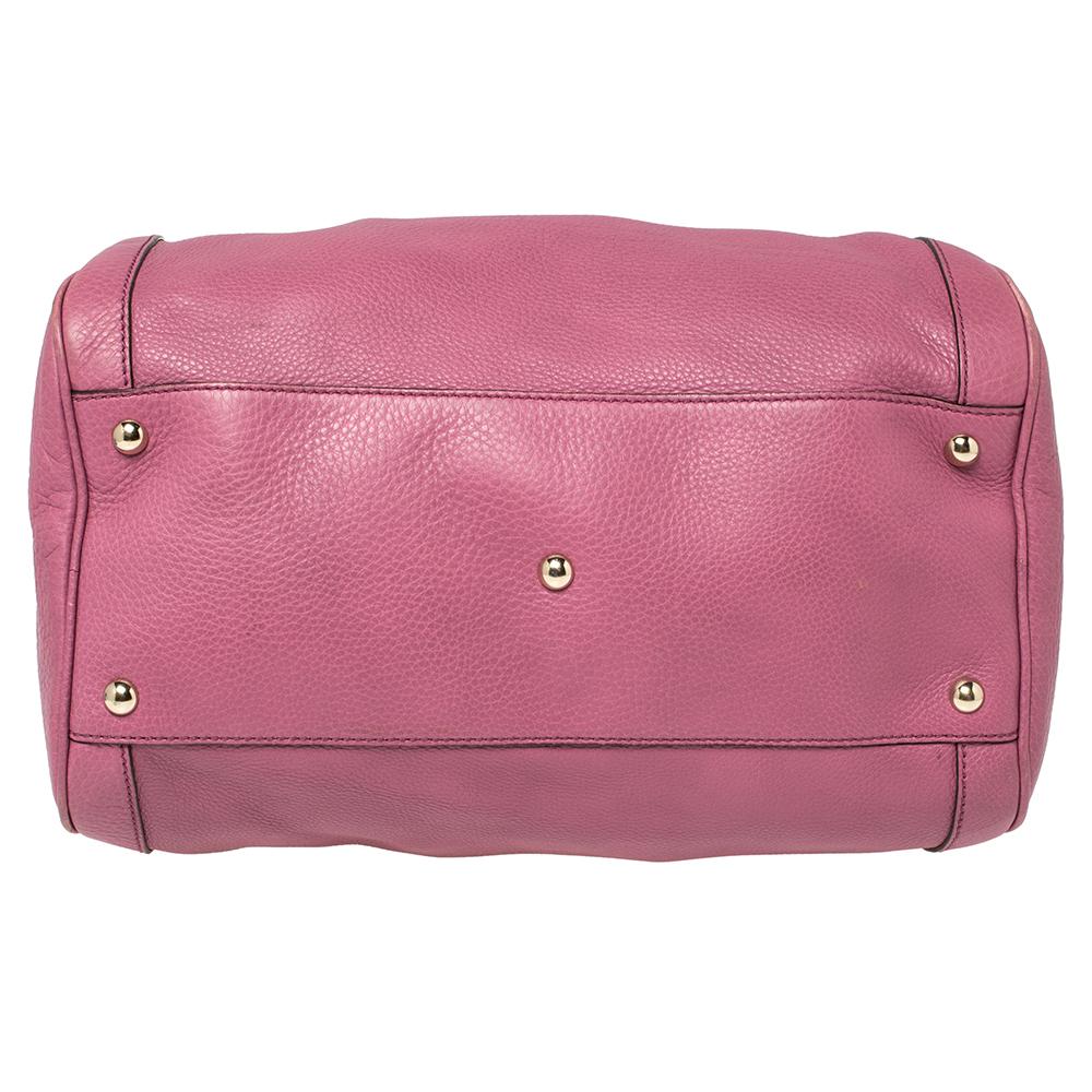 Gucci Pink Pebbled Leather Soho Boston Bag 8
