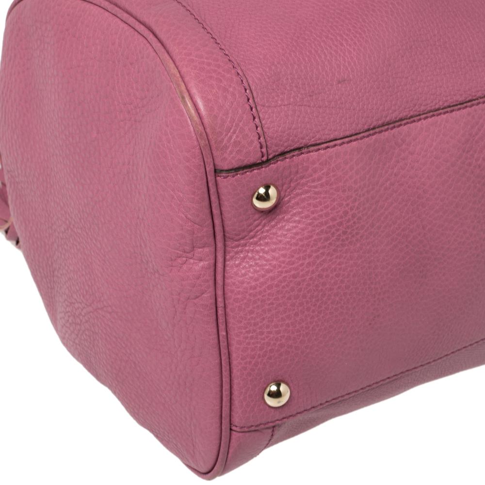 Gucci Pink Pebbled Leather Soho Boston Bag 9