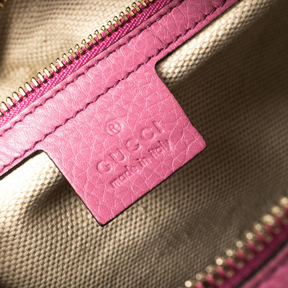 Gucci Pink Pebbled Leather Soho Boston Bag 2