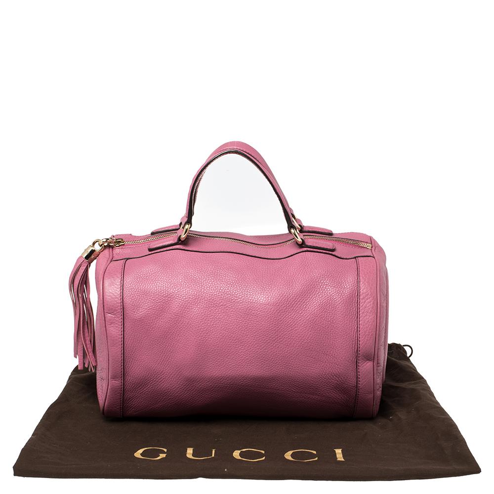 Gucci Pink Pebbled Leather Soho Boston Bag 5