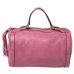 Gucci Pink Pebbled Leather Soho Boston Bag