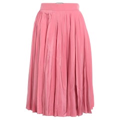 Gucci Pink Pleated Silk Midi Skirt M