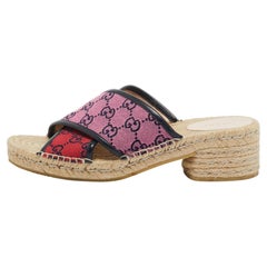 Gucci Pink/Purple GG Canvas and Leather Espadrille Sandals Size 39.5