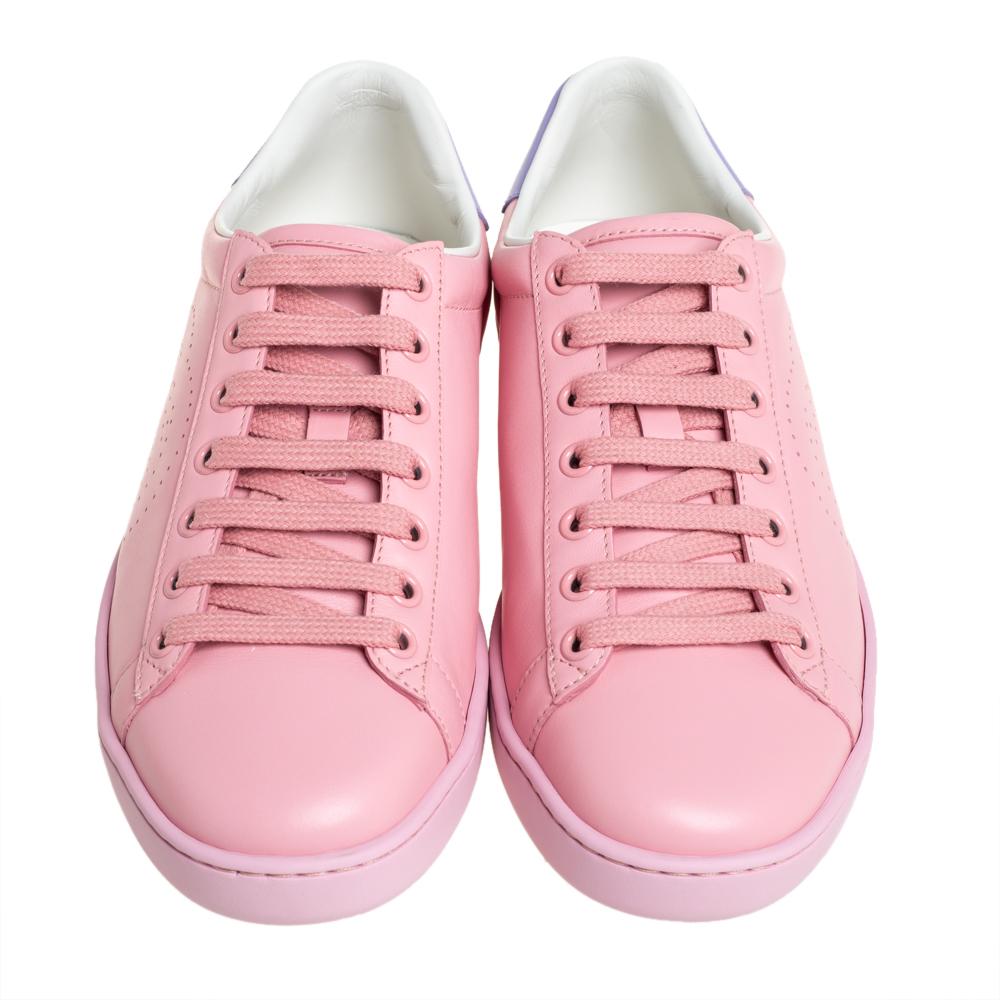 Gucci Rosa / lila Leder neue Ace Turnschuhe Größe 37 (Pink)