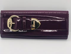 Gucci Pink / Purple Patent Leather Mini Clutch with Gold Metal Insignia Hardware