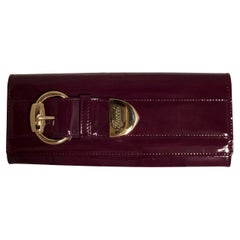 Gucci Pink / Purple Patent Leather Mini Clutch with Gold Metal Insignia Hardware
