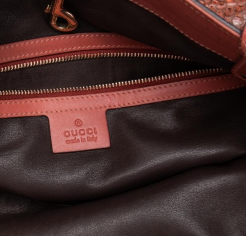 Gucci Pink Python And Leather Craft Tote For Sale 2