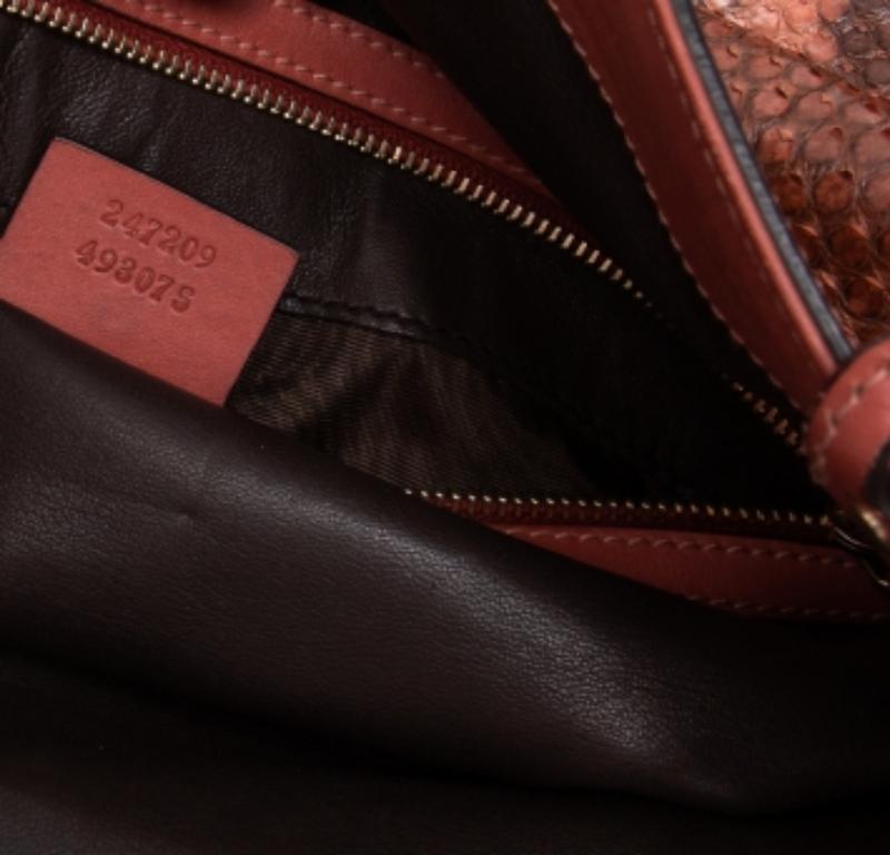 Gucci Pink Python And Leather Craft Tote For Sale 3