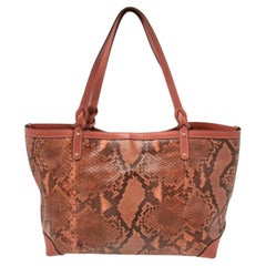 Used Gucci Pink Python And Leather Craft Tote