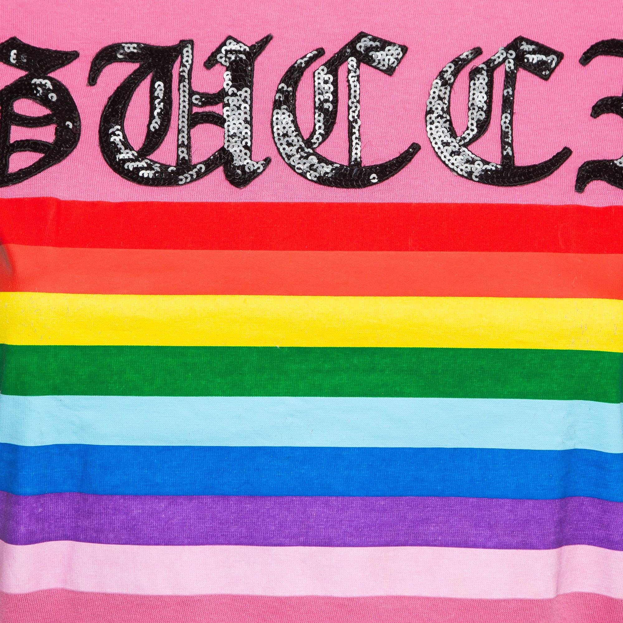 Gucci Camiseta de algodón con estampado arco iris rosa XS Rosa en venta