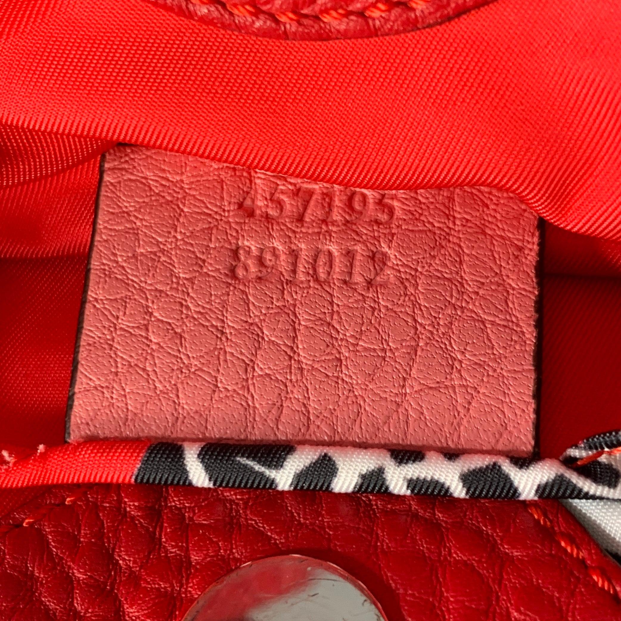 GUCCI Pink Red Heart Pebble Grain Leather Mini Tote Handbag For Sale 4
