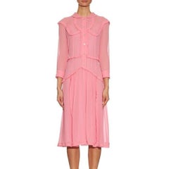 GUCCI Pink Ruffle Trimmed Silk Georgette Cocktail Dress and IT42 US 4-6
