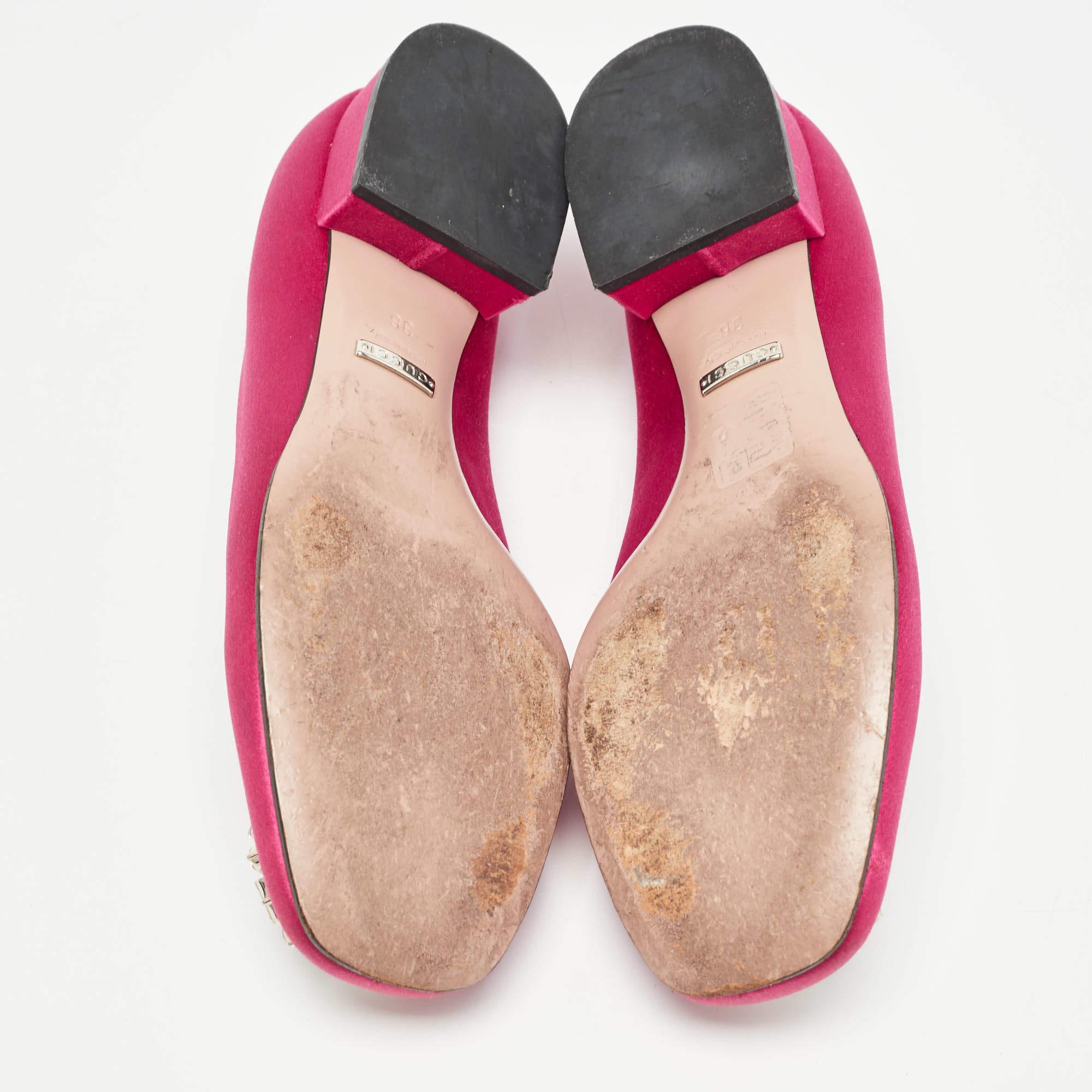 Gucci Pink Satin Crystal Embellished Interlocking G Pumps Size 36 2