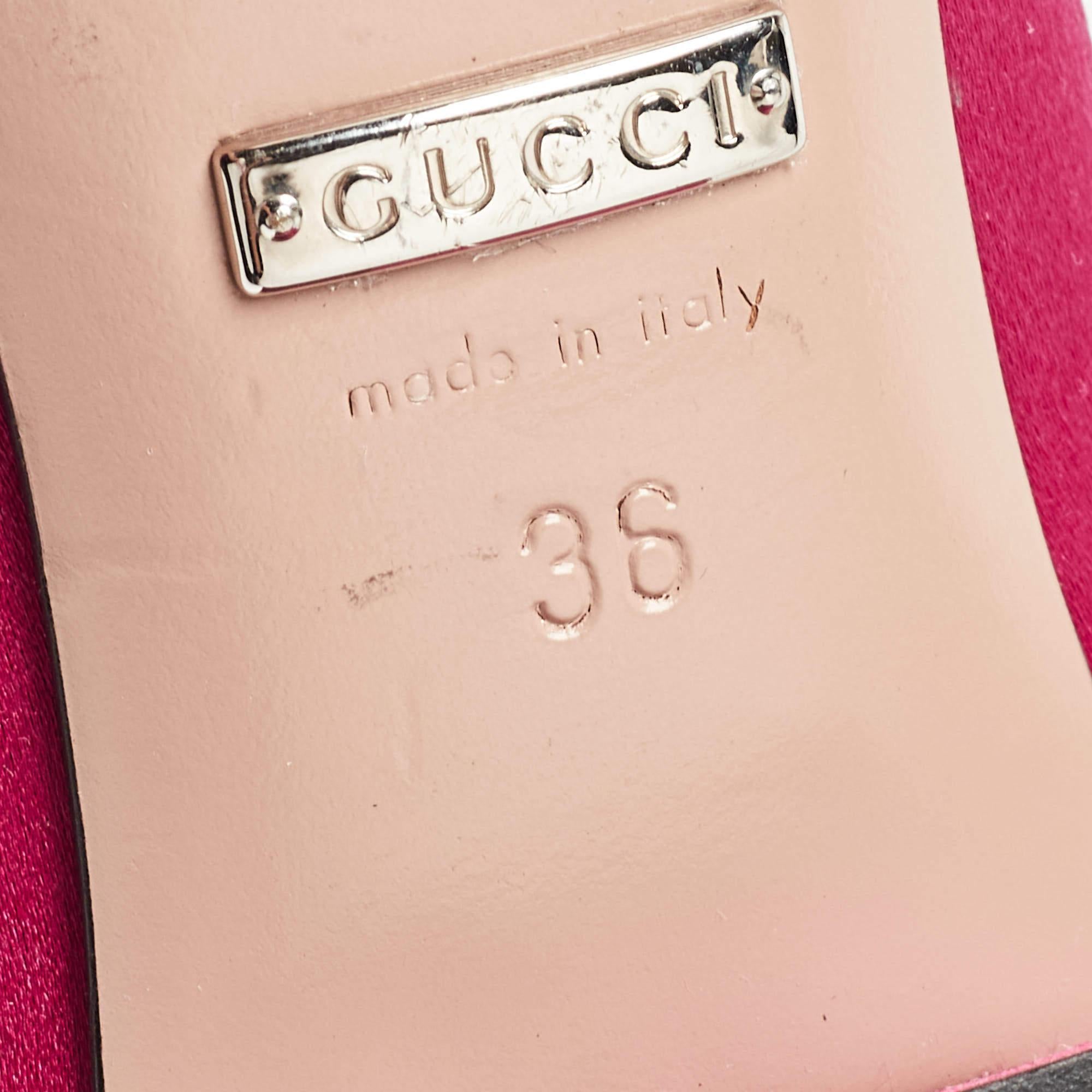 Gucci Pink Satin Crystal Embellished Interlocking G Pumps Size 36 4