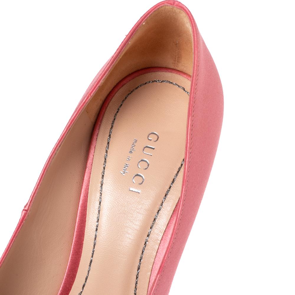Gucci Pink Satin Dionysus Buckle Square Toe Pumps Size 37.5 1