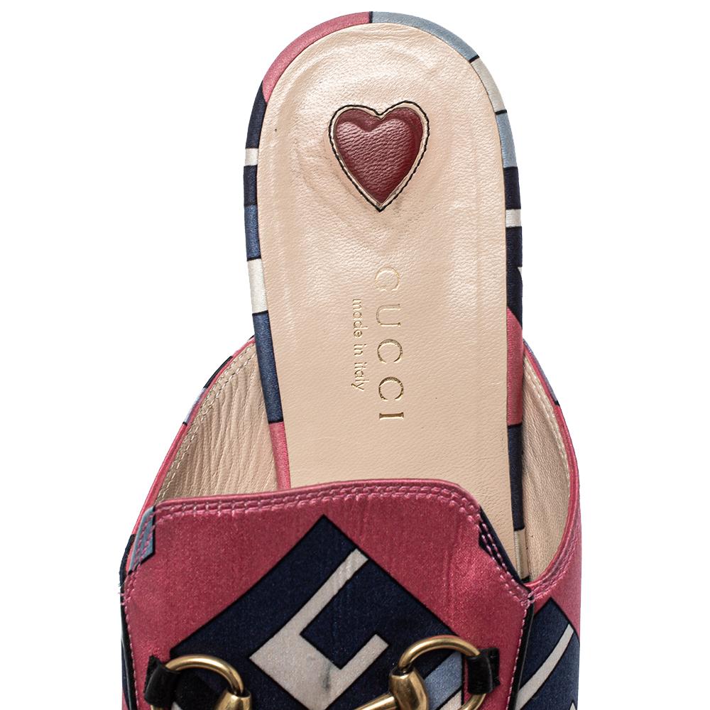 Gucci Pink Satin Princetown Horsebit Mules Sandals Size 36 1