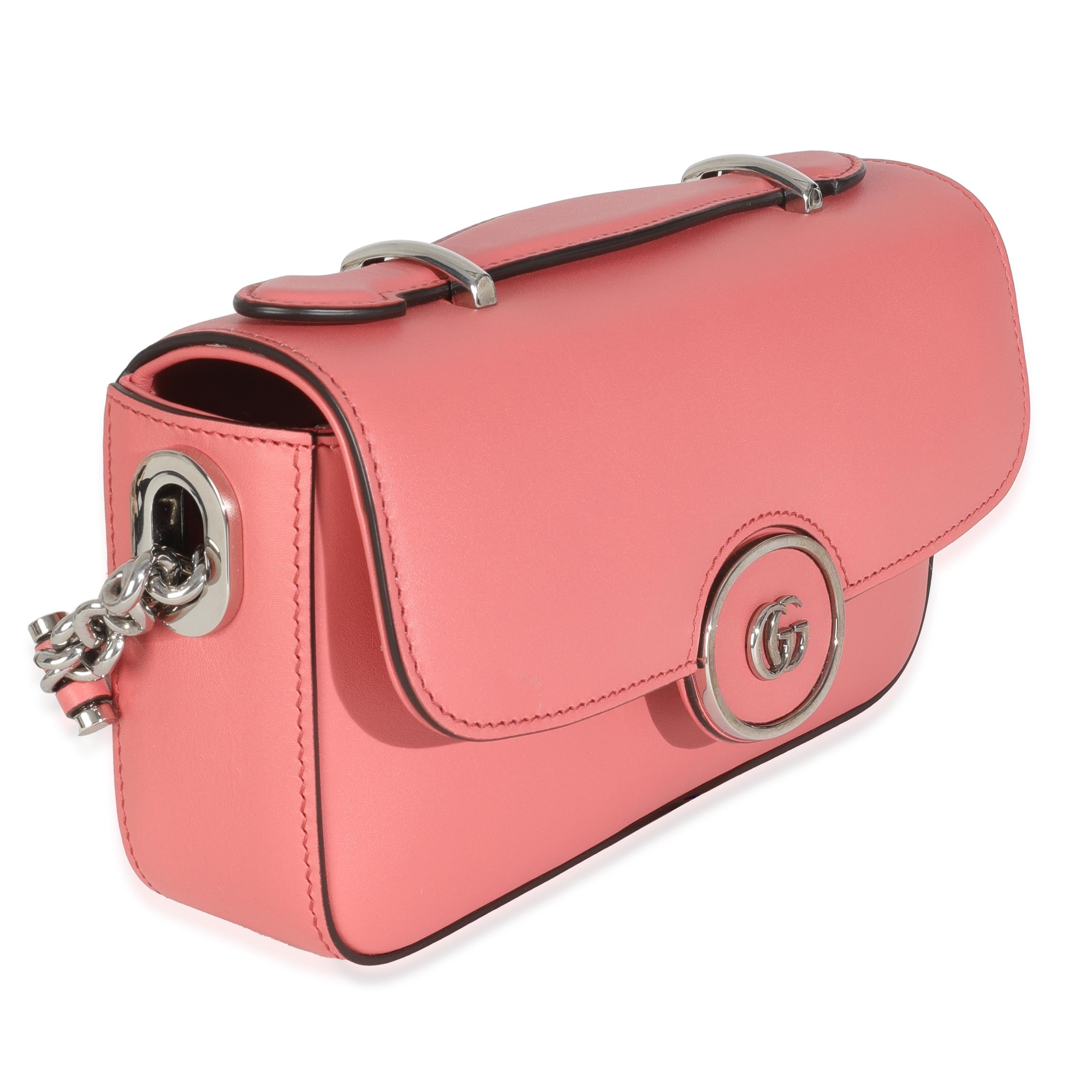 Gucci Rosa Senna Kalbsleder Petite GG Top Handle Umhängetasche (Pink) im Angebot