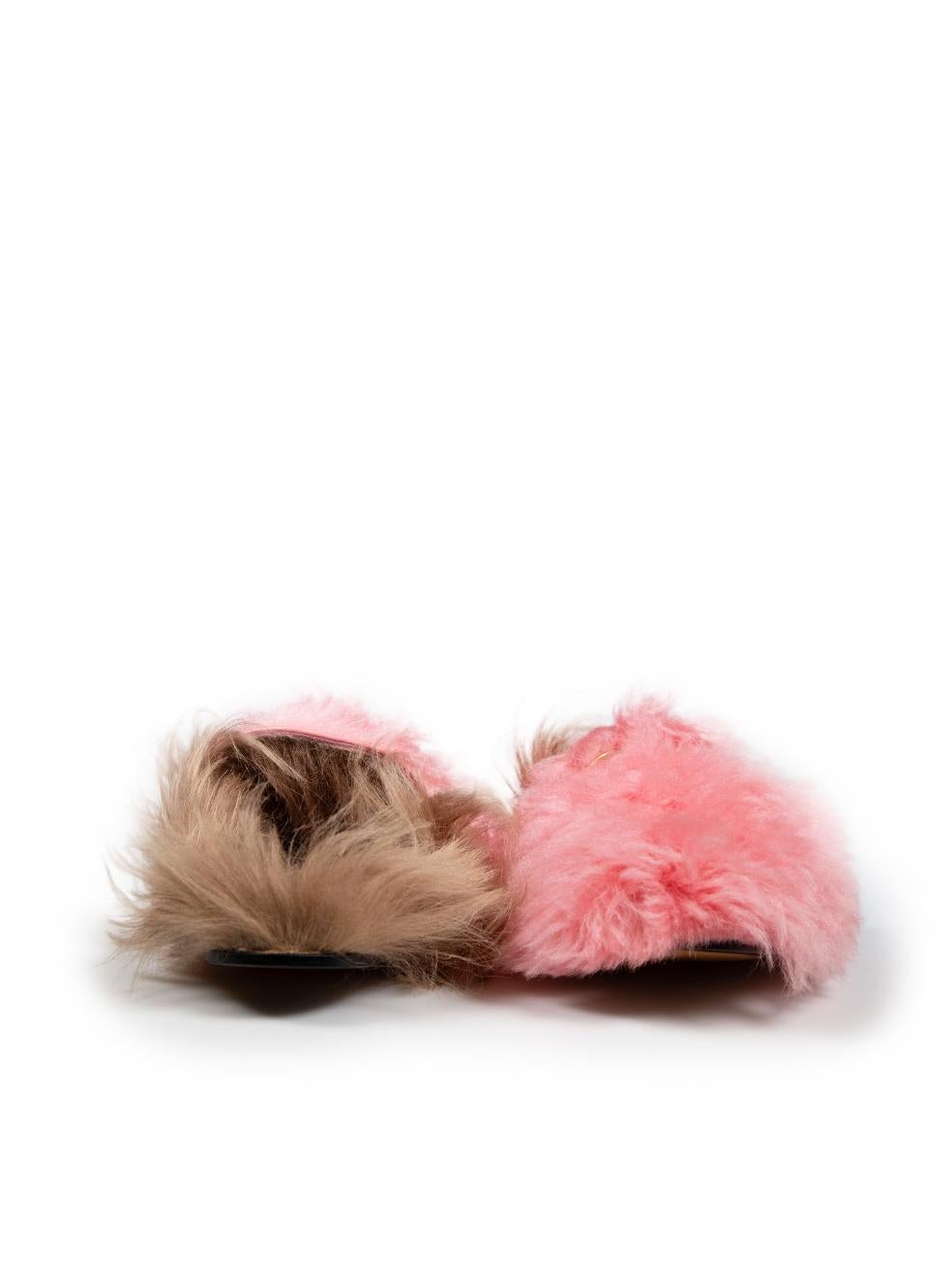 Gucci Pink Shearling Princetown Horsebit Mules Size IT 35 In Excellent Condition In London, GB