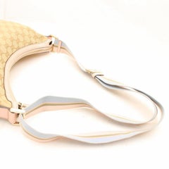 Gucci Pink Sherry Monogram Web Half Moon Messenger 868567 Beige Canvas Cross Bod